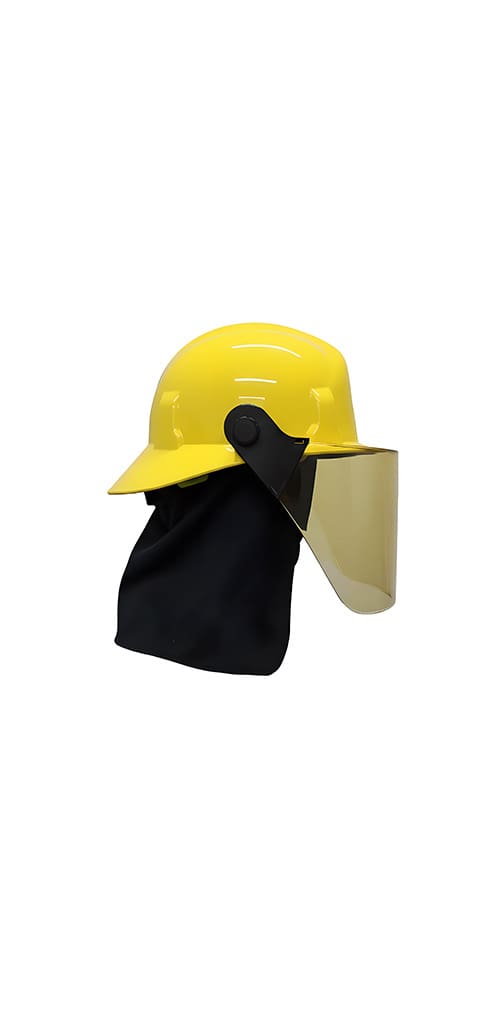 FIRE-SAFE HELMET FIREMAN WITH 6 INCH VISOR YELLOW SIDE